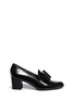Main View - Click To Enlarge - STUART WEITZMAN - 'Well Groomed' satin bow Spazzolato leather slip-ons
