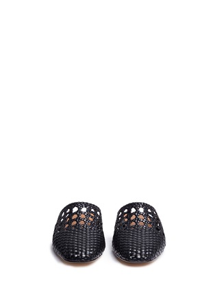 Front View - Click To Enlarge - LOQ - 'Marti' macramé goat leather slides