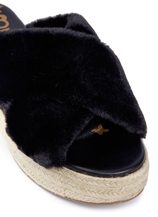 Detail View - Click To Enlarge - SAM EDELMAN - 'Zia' faux fur espadrille platform sandals