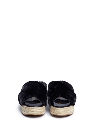 Front View - Click To Enlarge - SAM EDELMAN - 'Zia' faux fur espadrille platform sandals