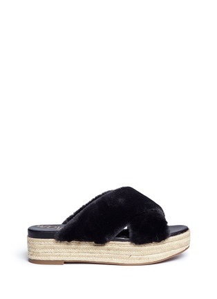 Main View - Click To Enlarge - SAM EDELMAN - 'Zia' faux fur espadrille platform sandals