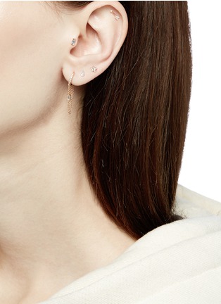 Figure View - Click To Enlarge - MARIA TASH - 'Arrow' diamond white gold single threaded stud earring