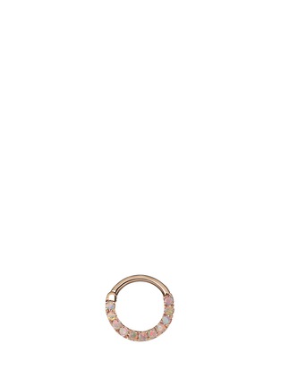 Main View - Click To Enlarge - MARIA TASH - 'Horizontal Eternity' opal 14k rose gold single 8mm hoop earring