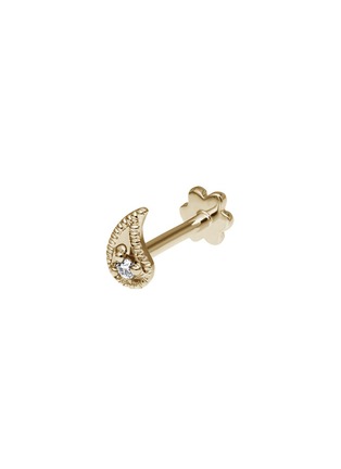 Main View - Click To Enlarge - MARIA TASH - 'Paisley' diamond yellow gold single threaded stud earring