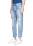 Front View - Click To Enlarge - DENHAM - Cropped ripped jeans