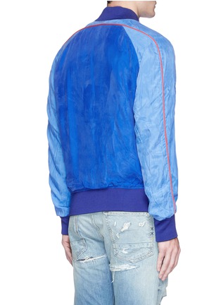 Back View - Click To Enlarge - DENHAM - Fan embroidered reversible cupro souvenir jacket