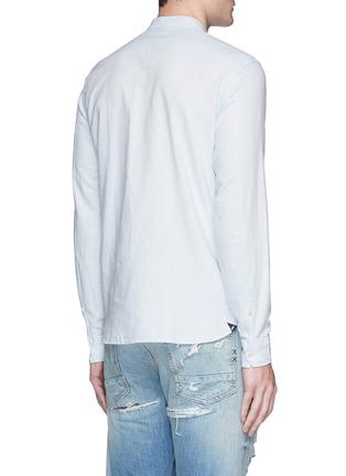 Back View - Click To Enlarge - DENHAM - Stripe cotton-linen hopsack shirt