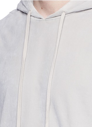 Detail View - Click To Enlarge - HELMUT LANG - Lace-up velveteen hoodie