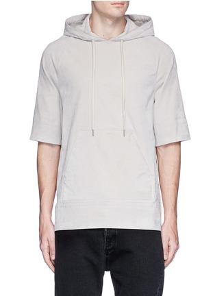 Main View - Click To Enlarge - HELMUT LANG - Lace-up velveteen hoodie