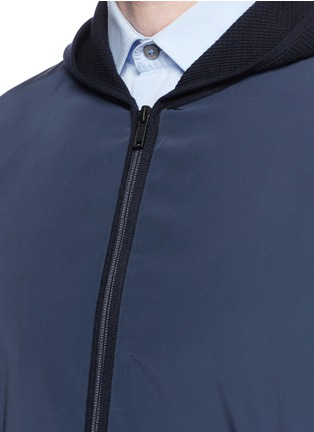 Detail View - Click To Enlarge - THEORY - 'Boris Hood MX' waffle knit tech fabric zip hoodie