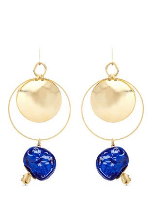 Main View - Click To Enlarge - MOUNSER - 'Yves' porcelain stone 14k gold plated hoop earrings