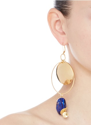 Figure View - Click To Enlarge - MOUNSER - 'Yves' porcelain stone 14k gold plated hoop earrings