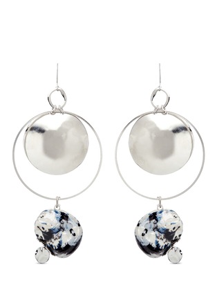 Main View - Click To Enlarge - MOUNSER - 'Yves' porcelain stone silver plated hoop earrings