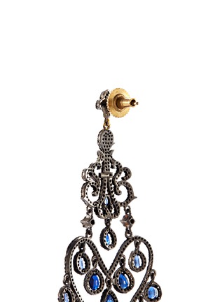 Detail View - Click To Enlarge - AISHWARYA - Diamond kyanite gold alloy heart chandelier earrings