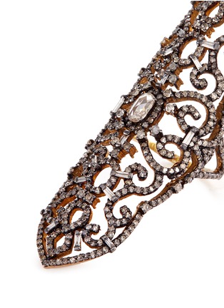 Detail View - Click To Enlarge - AISHWARYA - Diamond gold alloy fretwork ring