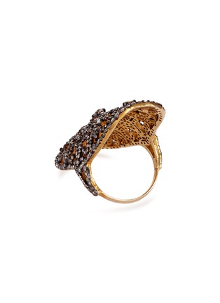  - AISHWARYA - Diamond gold alloy swirl fretwork ring