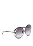 Figure View - Click To Enlarge - LINDA FARROW - 'Aimee' cutout titanium frame oversized round sunglasses
