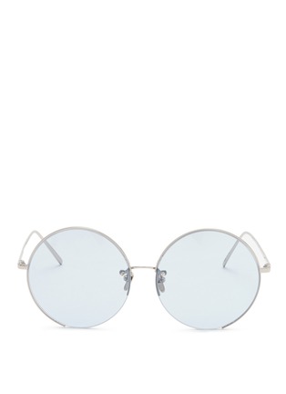Main View - Click To Enlarge - LINDA FARROW - Metal oversized round mirror sunglasses