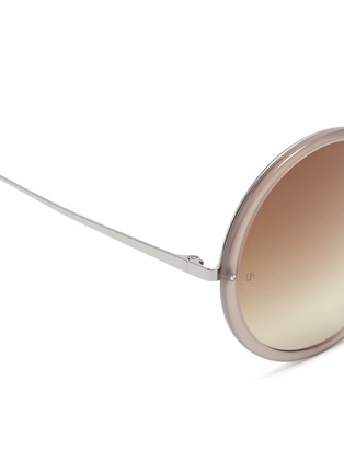 Detail View - Click To Enlarge - LINDA FARROW - Plastic front titanium oversized round sunglasses