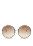 Main View - Click To Enlarge - LINDA FARROW - Plastic front titanium oversized round sunglasses