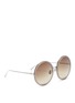 Figure View - Click To Enlarge - LINDA FARROW - Plastic front titanium oversized round sunglasses