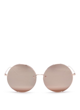 Main View - Click To Enlarge - LINDA FARROW - Titanium oversized round mirror sunglasses