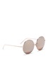 Figure View - Click To Enlarge - LINDA FARROW - Titanium oversized round mirror sunglasses