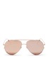 Main View - Click To Enlarge - LINDA FARROW - 'Ayala' detachable clip-on titanium mirror aviator sunglasses