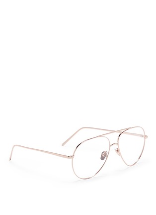 Figure View - Click To Enlarge - LINDA FARROW - 'Ayala' detachable clip-on titanium mirror aviator sunglasses