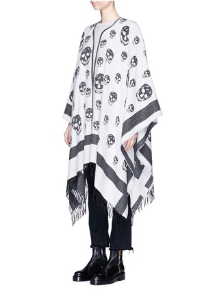Detail View - Click To Enlarge - ALEXANDER MCQUEEN - Skull jacquard wool-cashmere cape