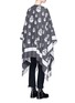 Back View - Click To Enlarge - ALEXANDER MCQUEEN - Skull jacquard wool-cashmere cape