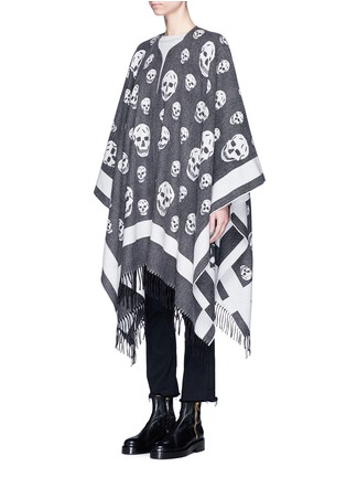 Figure View - Click To Enlarge - ALEXANDER MCQUEEN - Skull jacquard wool-cashmere cape
