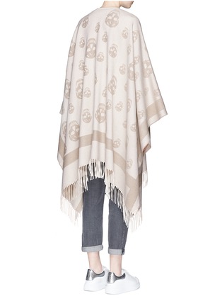 Back View - Click To Enlarge - ALEXANDER MCQUEEN - Skull jacquard wool-cashmere knit cape
