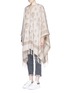 Front View - Click To Enlarge - ALEXANDER MCQUEEN - Skull jacquard wool-cashmere knit cape