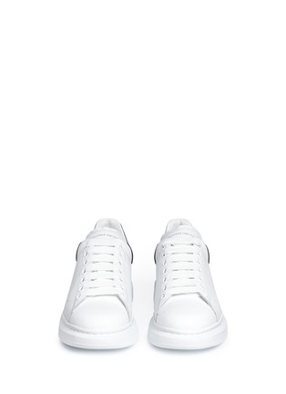 Front View - Click To Enlarge - ALEXANDER MCQUEEN - 'Oversized Sneaker' in leather with metallic collar