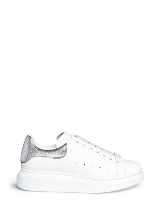 Main View - Click To Enlarge - ALEXANDER MCQUEEN - 'Oversized Sneaker' in leather with metallic collar