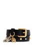 Main View - Click To Enlarge - ALEXANDER MCQUEEN - Skull safety pin charm double wrap stud leather bracelet