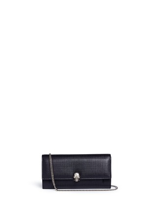 Main View - Click To Enlarge - ALEXANDER MCQUEEN - Skull clasp embossed leather chain wallet