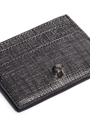 Detail View - Click To Enlarge - ALEXANDER MCQUEEN - Skull metallic embossed leather card holder