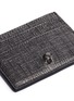 Detail View - Click To Enlarge - ALEXANDER MCQUEEN - Skull metallic embossed leather card holder