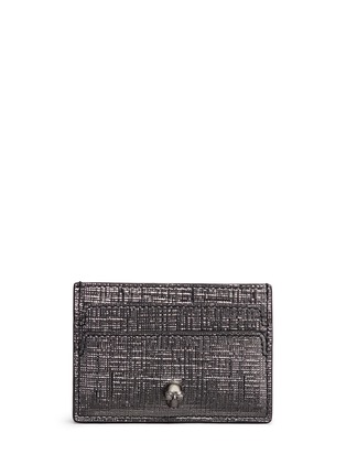 Main View - Click To Enlarge - ALEXANDER MCQUEEN - Skull metallic embossed leather card holder