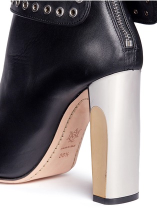 Detail View - Click To Enlarge - ALEXANDER MCQUEEN - Eyelet embellished foldover leather ankle boots