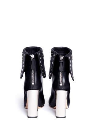 Back View - Click To Enlarge - ALEXANDER MCQUEEN - Eyelet embellished foldover leather ankle boots