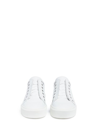 Front View - Click To Enlarge - ALEXANDER MCQUEEN - Eyelet embellished leather platform sneakers