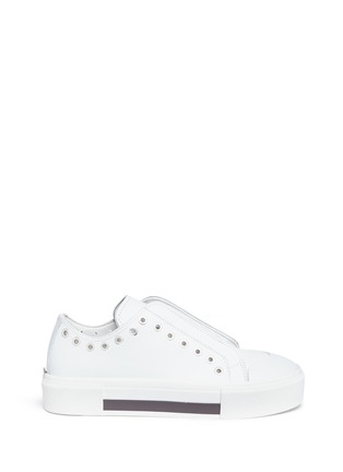 Main View - Click To Enlarge - ALEXANDER MCQUEEN - Eyelet embellished leather platform sneakers