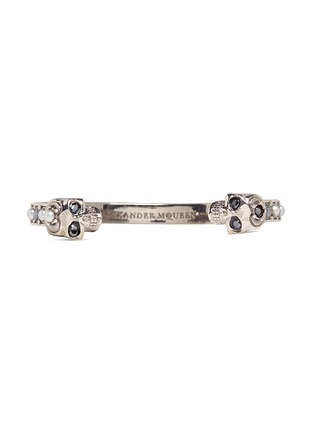 Main View - Click To Enlarge - ALEXANDER MCQUEEN - Crystal and faux pearl embellished twin skull cuff