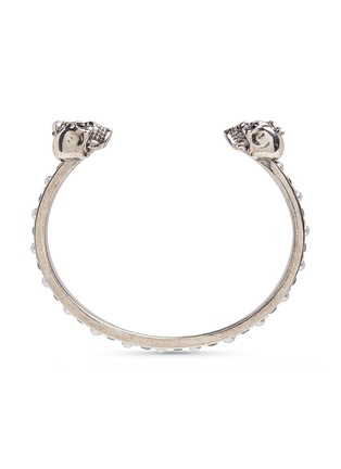 Figure View - Click To Enlarge - ALEXANDER MCQUEEN - Crystal and faux pearl embellished twin skull cuff