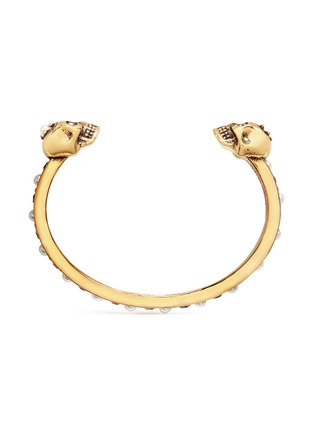 Figure View - Click To Enlarge - ALEXANDER MCQUEEN - Swarovski crystal faux pearl twin skull cuff