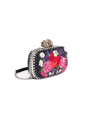 Figure View - Click To Enlarge - ALEXANDER MCQUEEN - 'Queen and King' Swarovski crystal skull floral embroidered box clutch