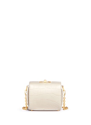 Detail View - Click To Enlarge - ALEXANDER MCQUEEN - 'Box Bag 16' in croc embossed calfskin leather